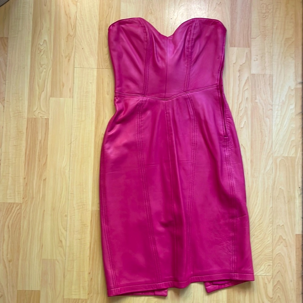 Hot Pink North Beach Leathers Strapless Dress